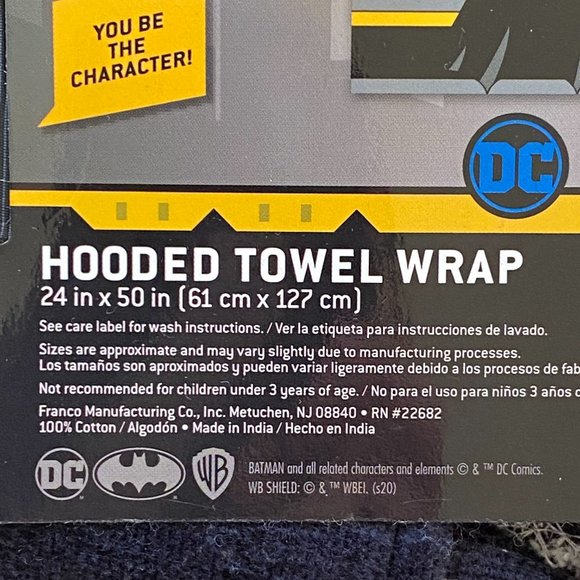 2/$18 🌴 DC Comics Batman Hooded Kids Terrycloth Bath Wrap Towel 24"x 50" Pool - Picture 4 of 4